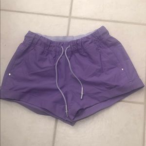 Purple drawstring shorts